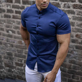 Karam - Chemise Slim Stretch à Manches Courtes pour Homme