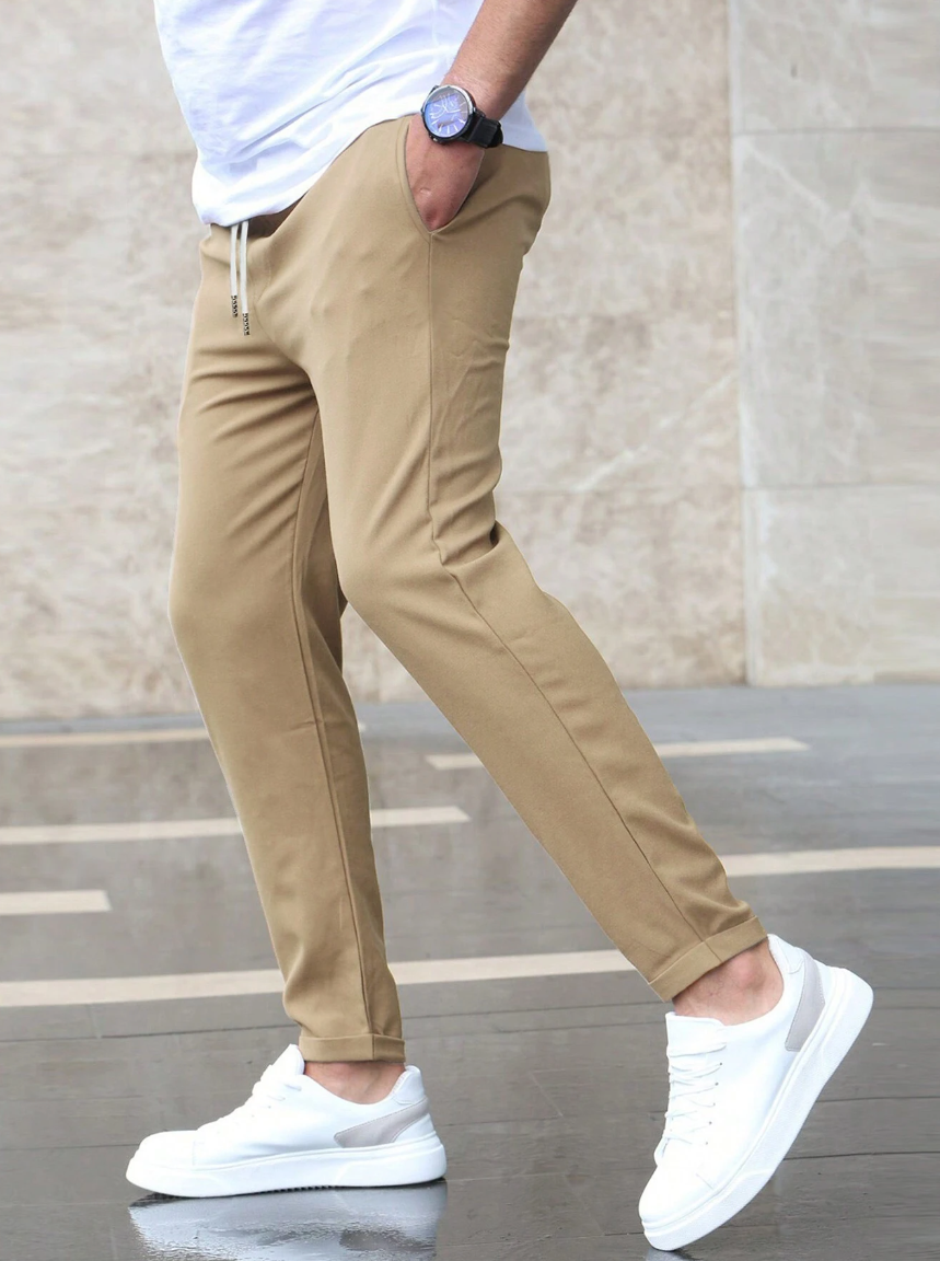 Aaron - Pantalon chino décontracté coupe ajustée avec poches latérales