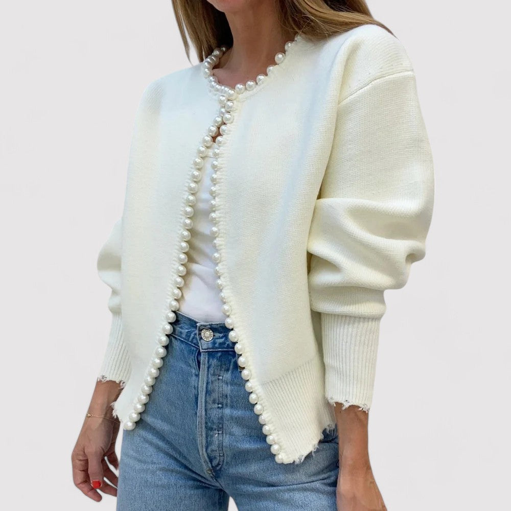 Jenifer – Cardigan chic avec Perles Elégantes et coupe Décontractée