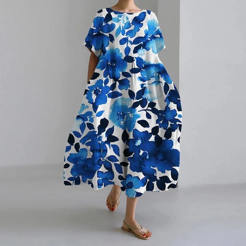 Rosa - Robe Oversize Fleurie pour Style Artistique et Confort Estival