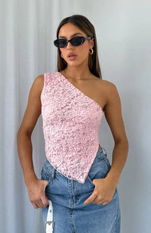 Naomi - Élégant Crop top Asymétrique en Dentelle avec dos Ouvert