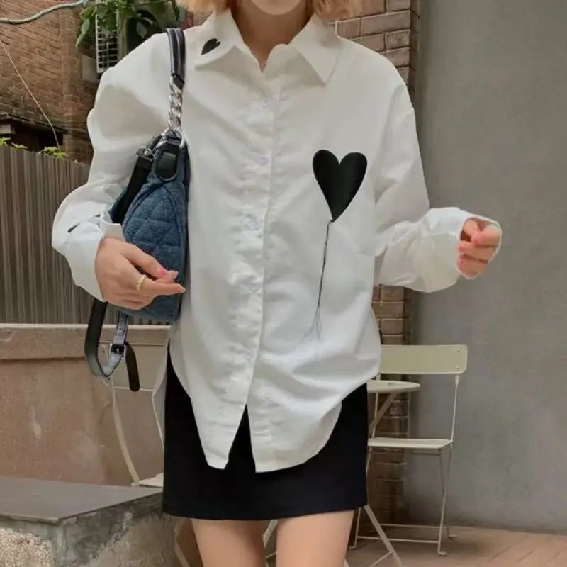 Aimee - Blouse Oversize avec Motif Ballon en Cœur