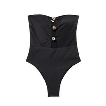 Élisa – Maillot de bain une pièce, bustier élégant avec détails dorés et coupe sculptante