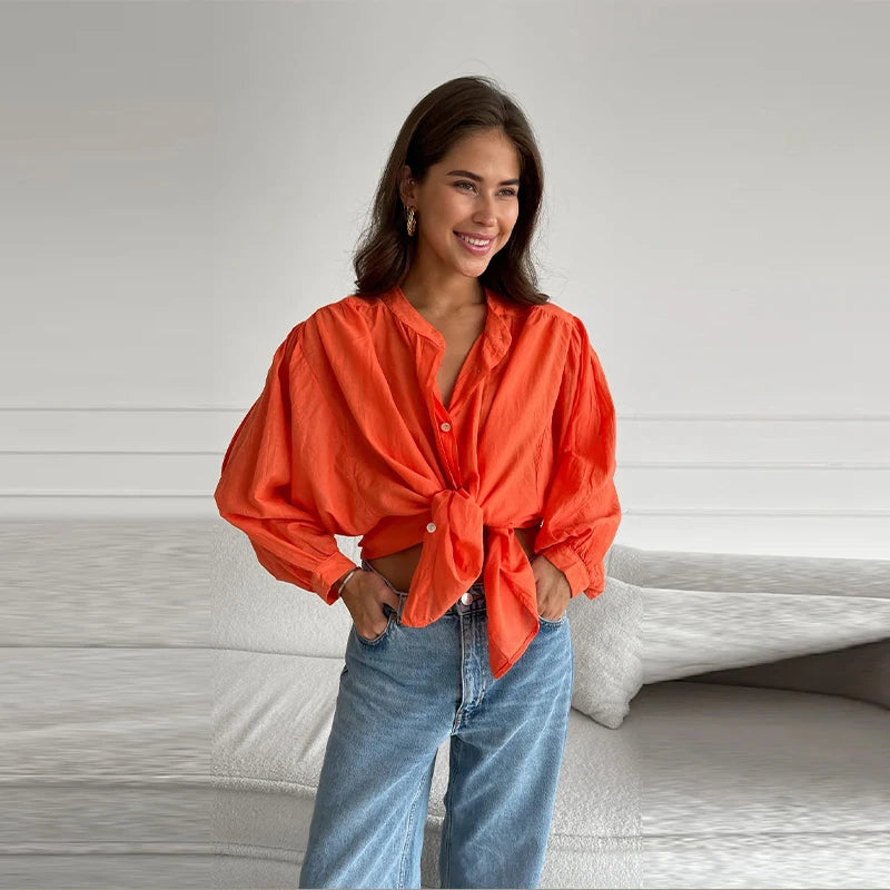 Eléa – Blouse fluide élégante avec manches bouffantes