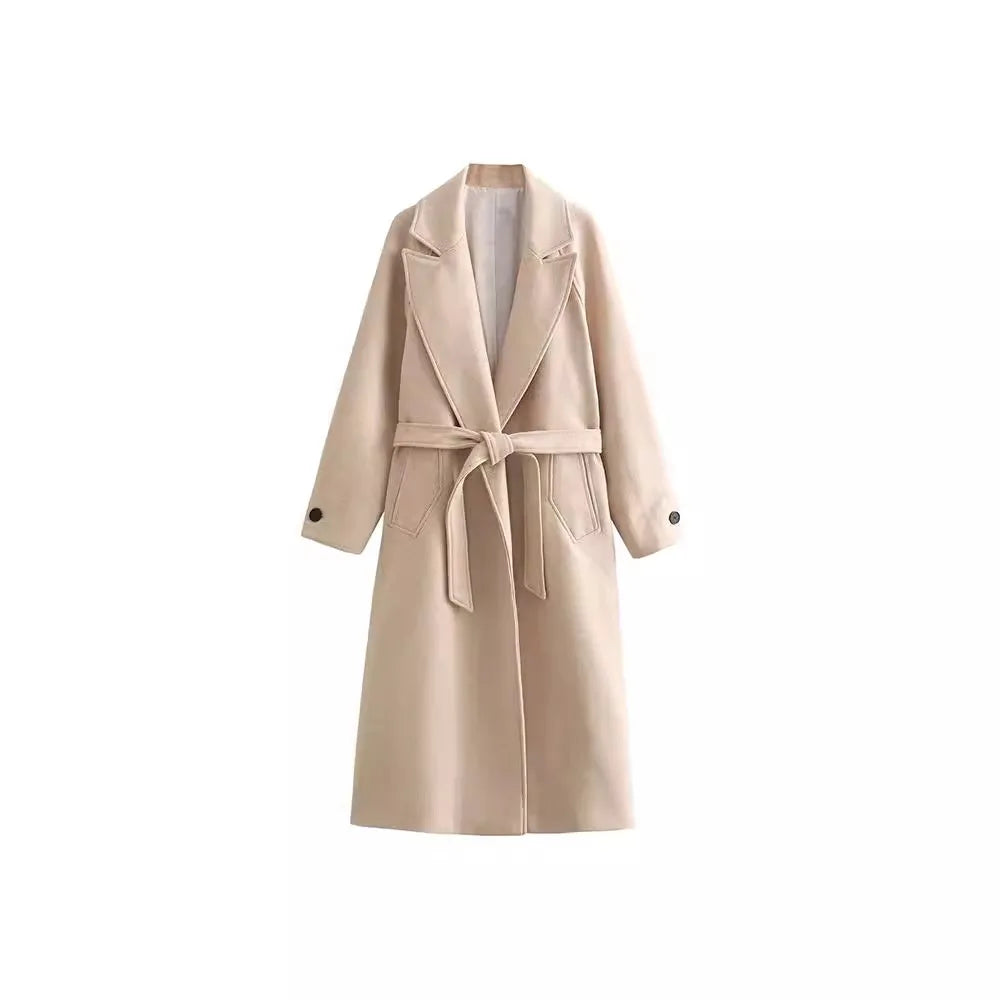 Chloé - Manteau Long Ceinturé en Laine Mélangée pour Femme