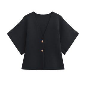 Devora - Blouse boutonnée minimaliste et élégante en tissu doux