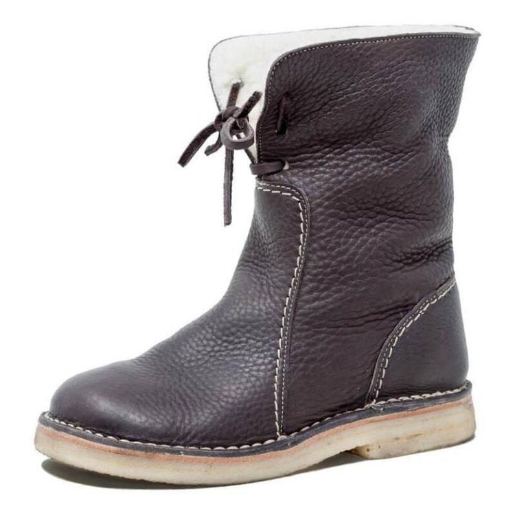 Hazel - Bottes en cuir rustiques avec doublure en fourrure pour femme