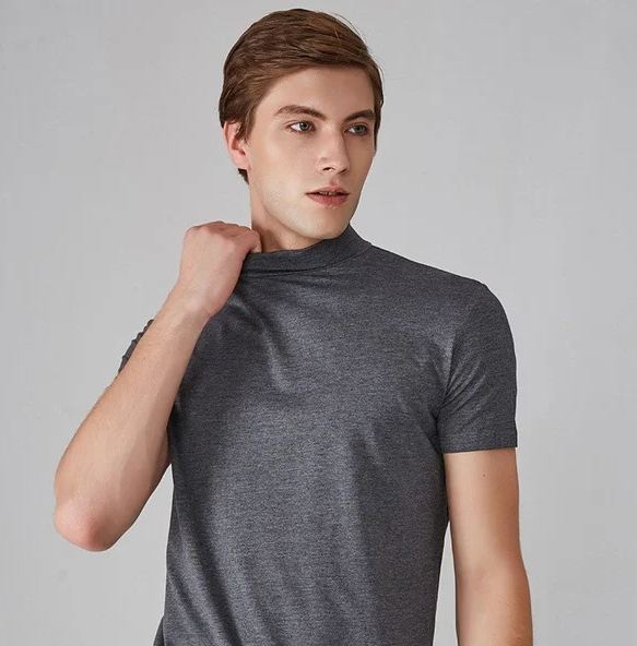 Adrien - Pull Minimaliste à Col Montant et Manches Courtes pour Homme