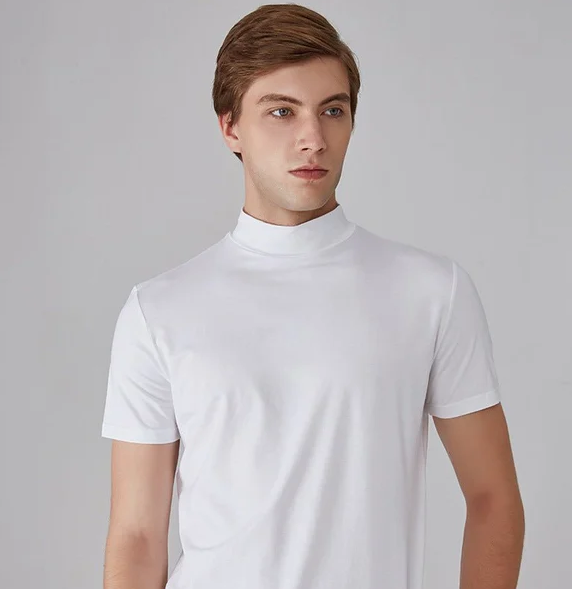 Adrien - Pull Minimaliste à Col Montant et Manches Courtes pour Homme