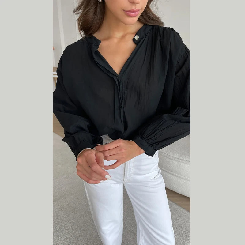 Eléa – Blouse fluide élégante avec manches bouffantes