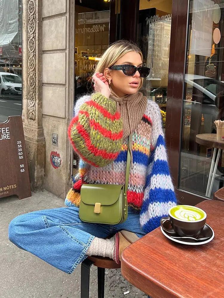 Elise - Gilet Multicolore en Laine Douce pour un Look Confortable et Stylé