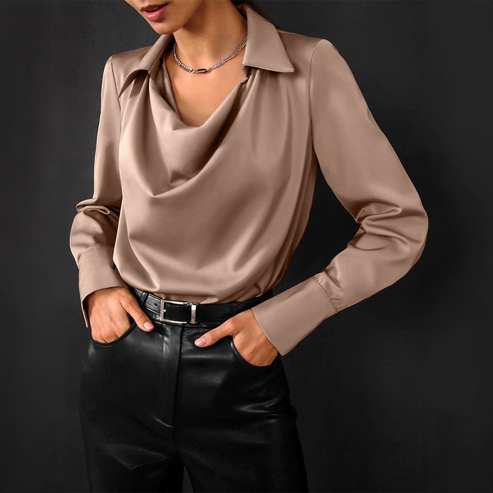 Célia – Blouse Satinée drapée, Elégante et Sophistiquée