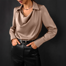 Célia – Blouse Satinée drapée, Elégante et Sophistiquée