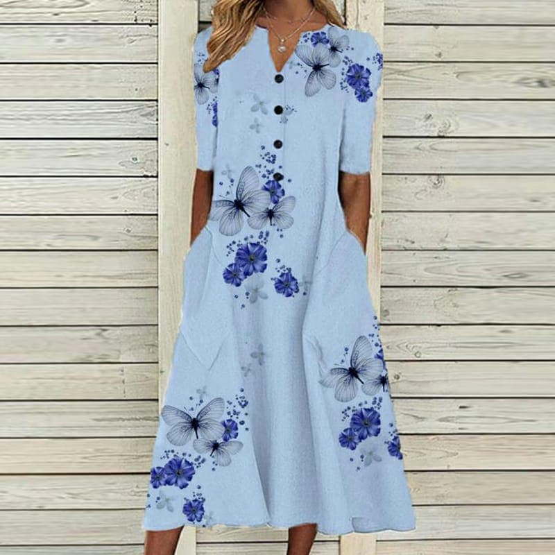 Isabelle - Robe longue Fluide à imprimé Floral, Elégante et Confortable