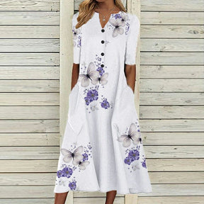 Isabelle - Robe longue Fluide à imprimé Floral, Elégante et Confortable