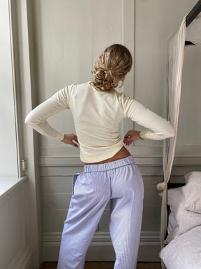 Alesia - Pantalon confort en coton brodé Airy