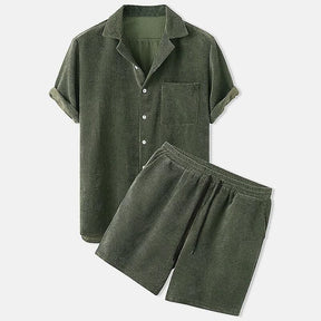 Léon - Ensemble Chemise et Short en lin, Léger et Confortable