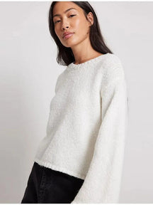 Osana - Pull oversize en maille douce, col rond et manches bouffantes