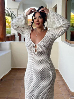 Isadora – Robe longue en maille Crochet, bohème et Elégante