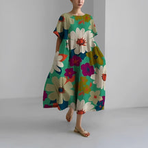 Rosa - Robe Oversize Fleurie pour Style Artistique et Confort Estival