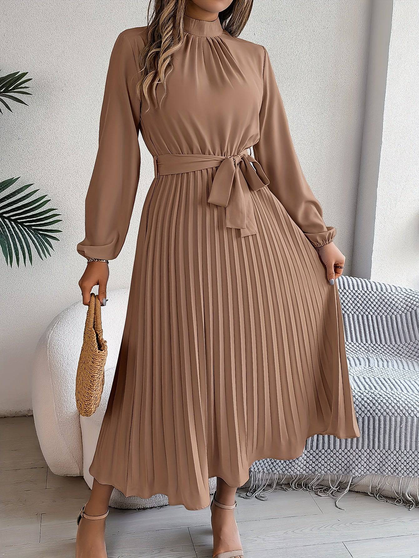 Hazel - Robe Longue Femme avec Ceinture pour un Style Classique et Raffiné