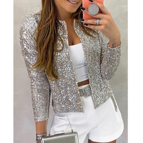 Élodie - Veste à Paillettes Brillante pour un Look Glamour et Festif