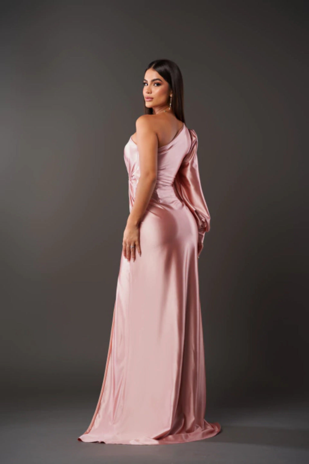 Eva - Robe Asymétrique Satinée Effet Drapé pour Femme