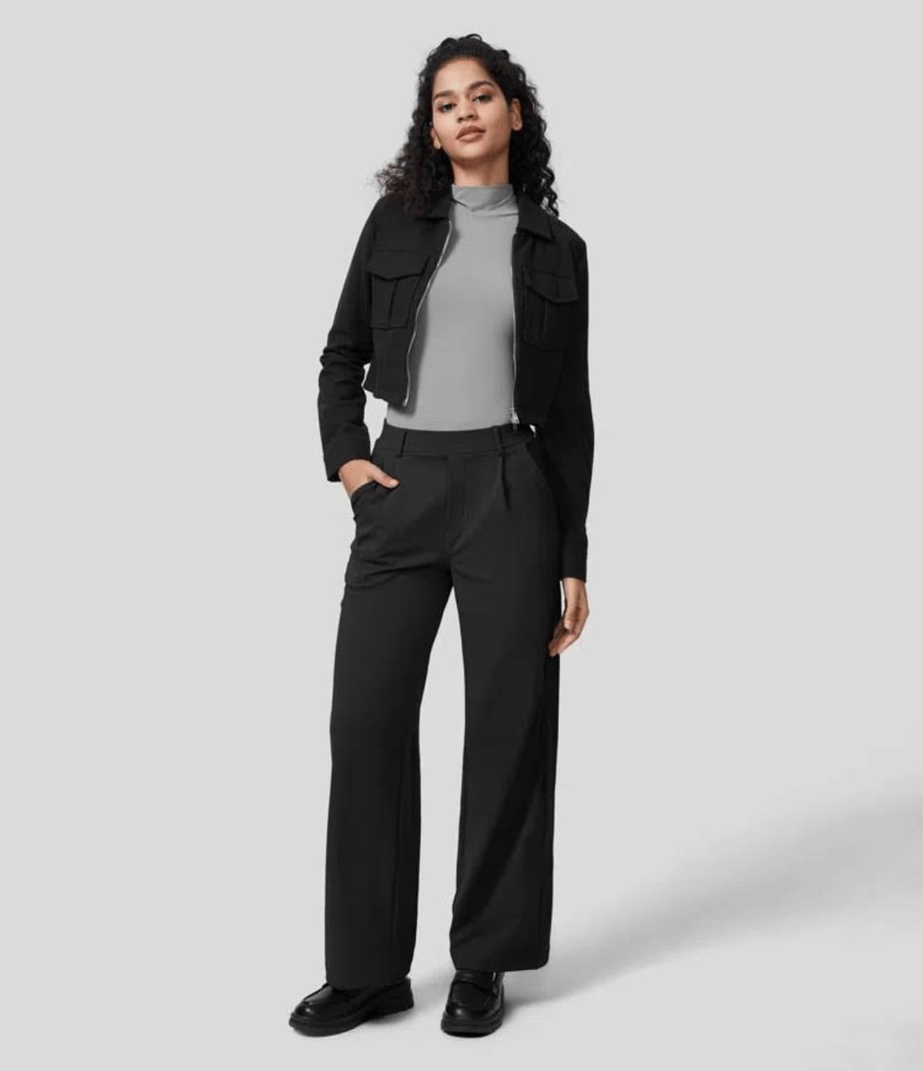 Tina - Pantalon Large Taille Haute avec Plis Élégants pour Femme