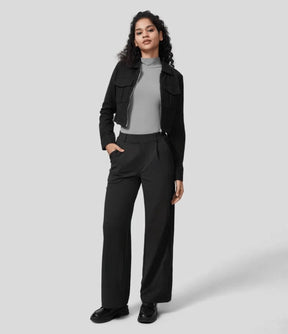 Tina - Pantalon Large Taille Haute avec Plis Élégants pour Femme