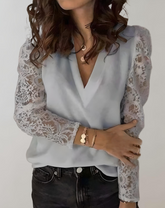 Devora - Blouse élégante avec manches en dentelle, chic et raffinée