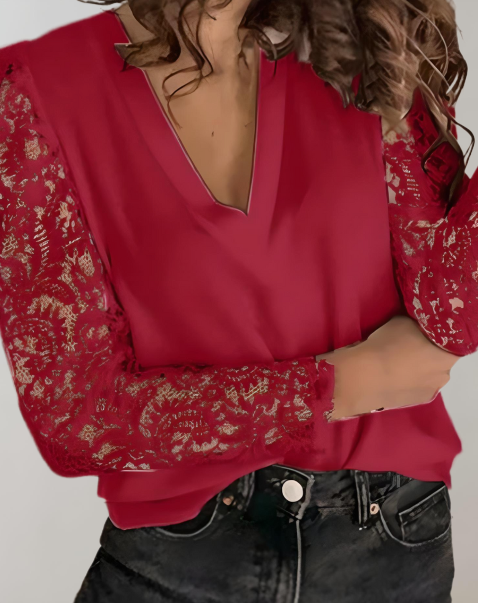 Devora - Blouse élégante avec manches en dentelle, chic et raffinée