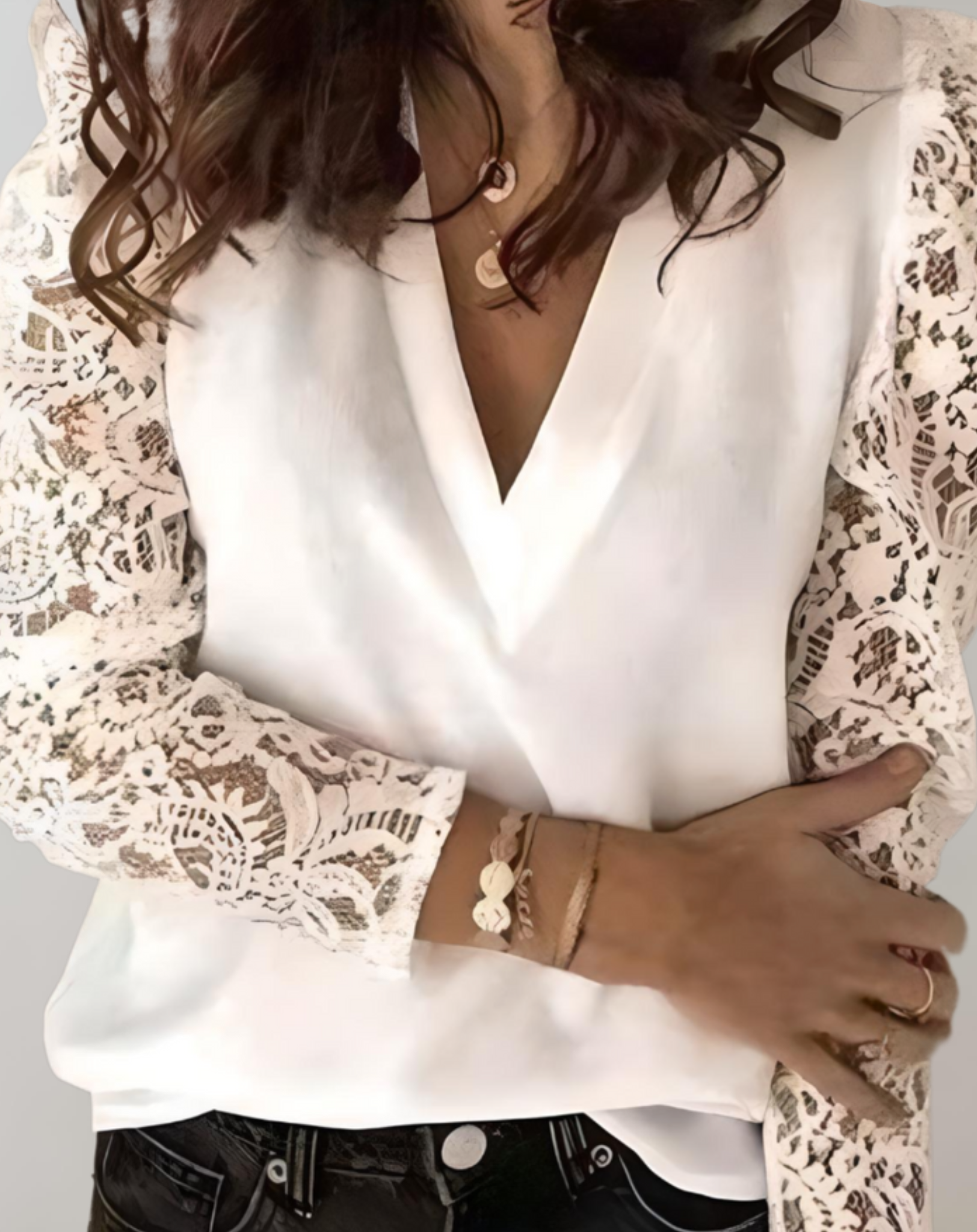 Devora - Blouse élégante avec manches en dentelle, chic et raffinée