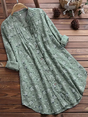 Clémence – Robe tunique vintage, fluide avec imprimé floral et boutons