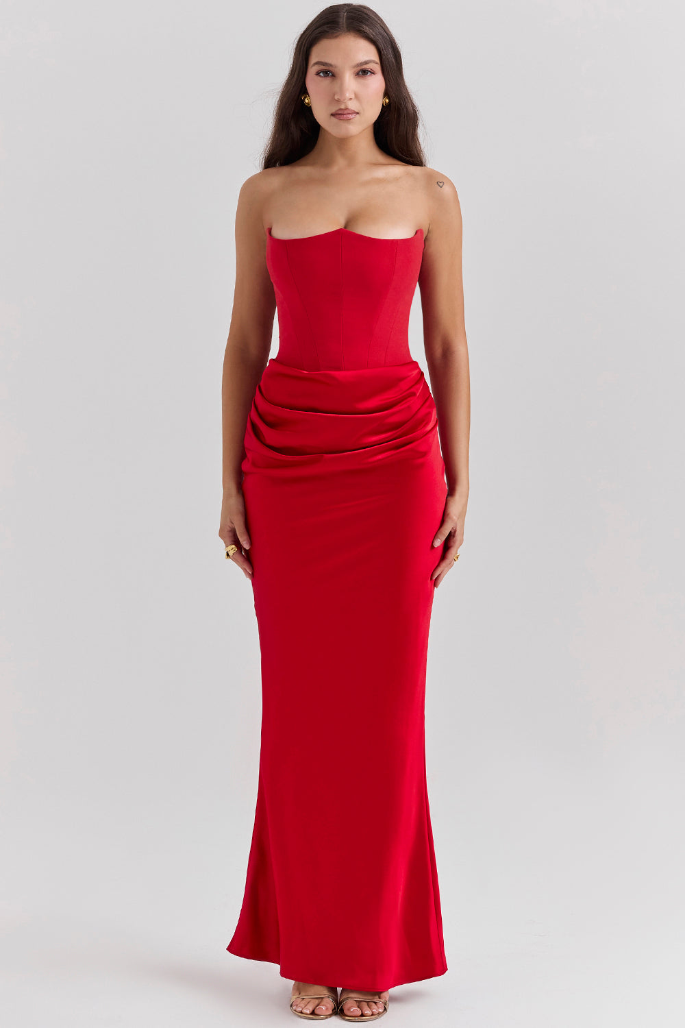 Shiloh - Robe Longue Bustier Rouge pour Élégance Sensuelle et Raffinée