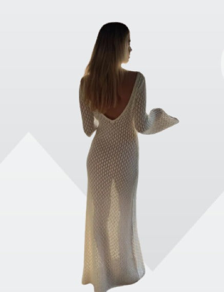 Isadora – Robe longue en maille Crochet, bohème et Elégante