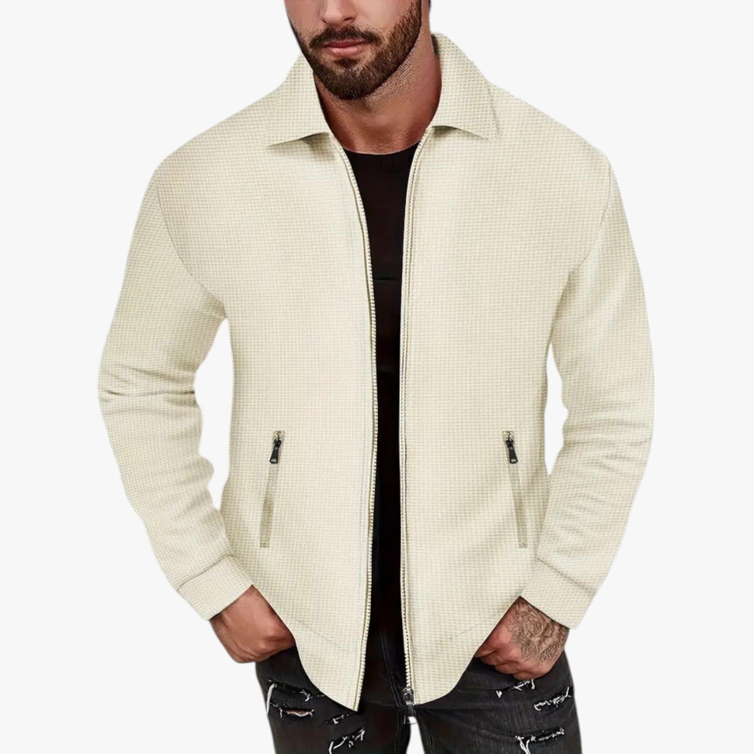 Zarino - Veste Décontractée à Fermeture Éclair et Col Classique pour Homme