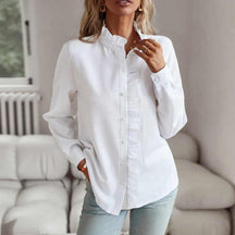 Zofia – Chemise élégante à col montant et détails texturés